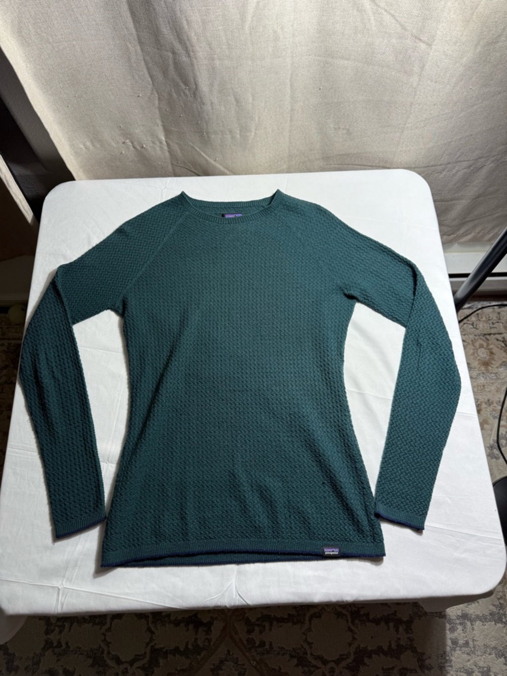 Vintage Patagonia Green Wool Blend Knit Top Size Medium Made In Hong Kong